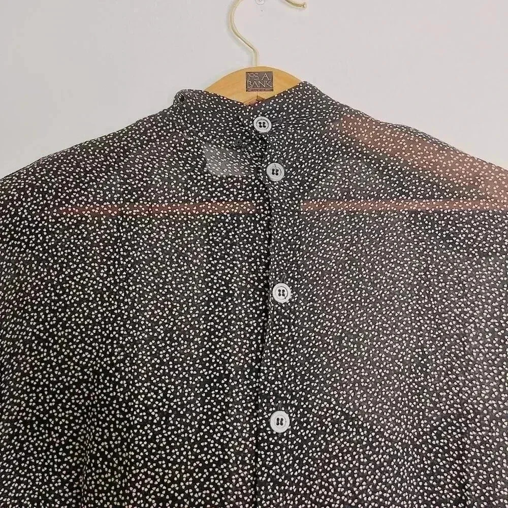 Vintage Giorgio Armani Black Cream Spotted Long Sleeve Button Up Blouse Size 8 - Picture 5 of 8